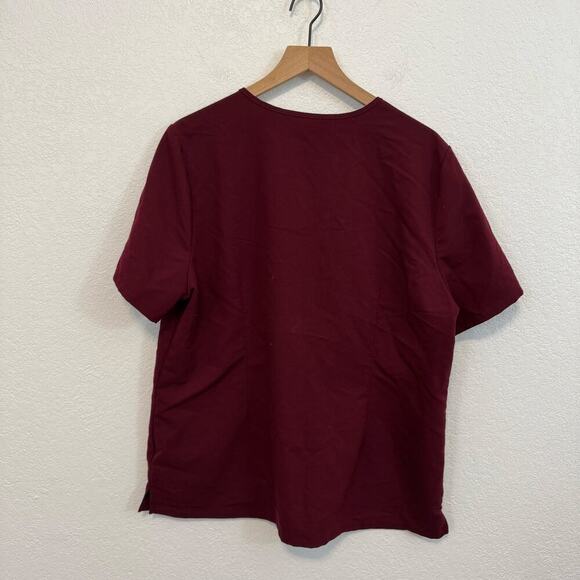 Figs Casma Three-Pocket V-Neck Short Sleeve Classic Scrub Top Burgundy Red XXL - Picture 9 of 11